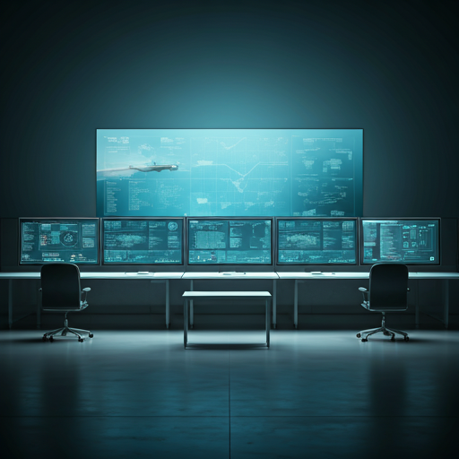 Modern high-tech control center for global logistics and transportation