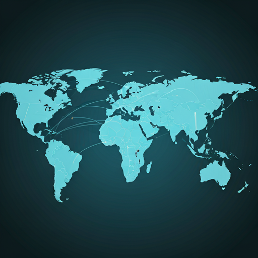 Digital map visualization showing global transport connections